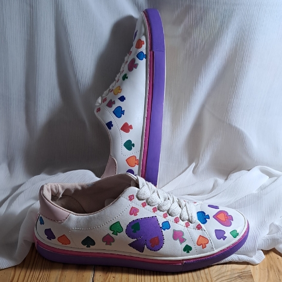 Hand Painted Pink and Green Sneakers - Picture 5 of 14